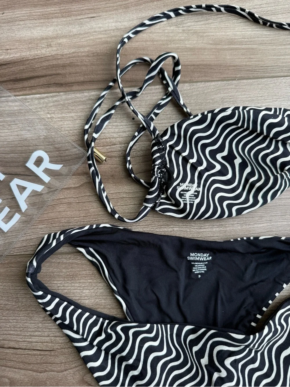 Monday Swimwear Bikini BOTTOM ONLY Size P / XS Black and White Stripes